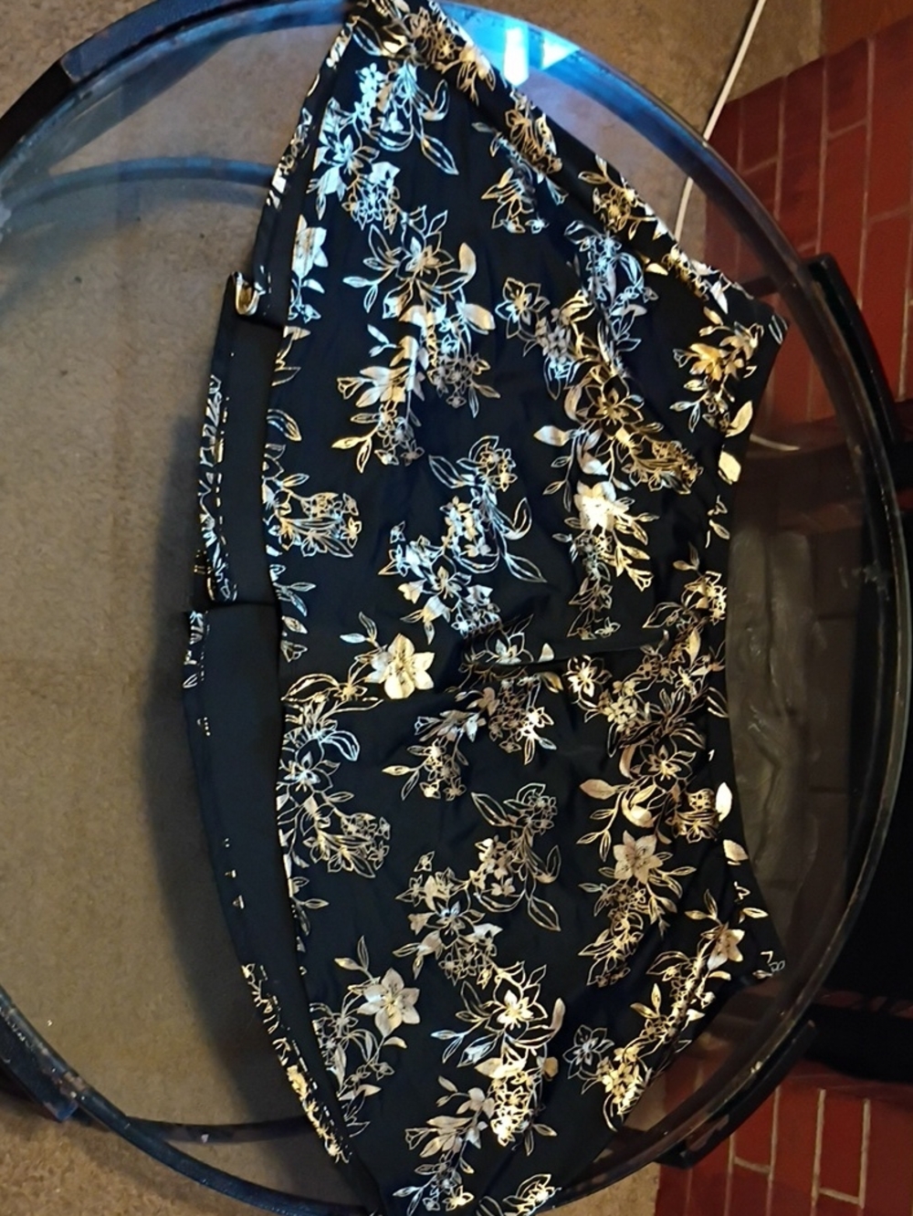 torrid Black Halter Camisole with Gold Floral Print